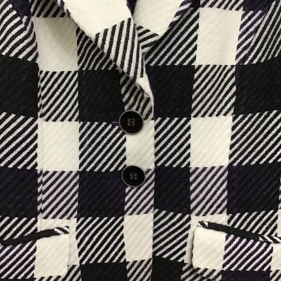 INSIGHT blazer acrylic blend wool tweed plaid ecru checker white black purple 16 - Picture 5 of 14